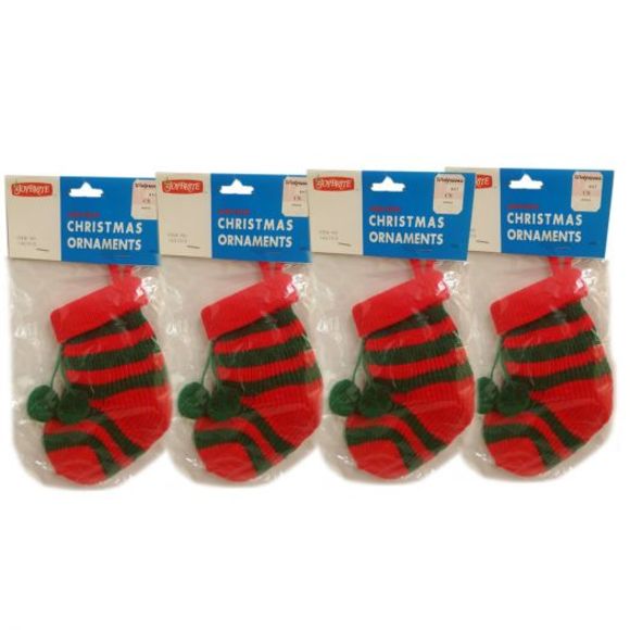 Vintage Joy Brite Handmade Christmas Stocking Ornament Set of 4 - Picture 1 of 1